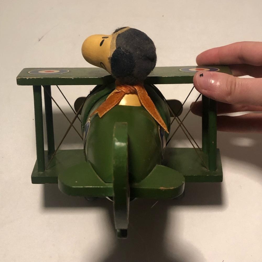 Peanuts Green Biplane Music Box with Snoopy Pilot - Picture 7 of 12